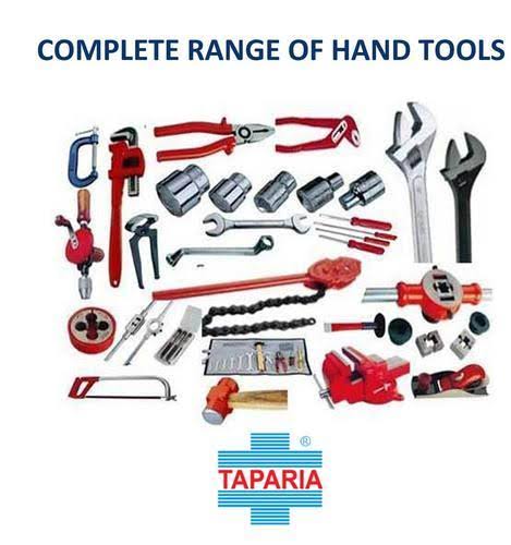 Chrome vanadium hand tools including pliers and wrenches on burlap